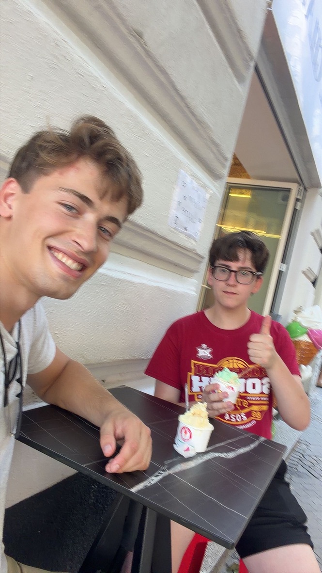 Max (on the left) with a friend